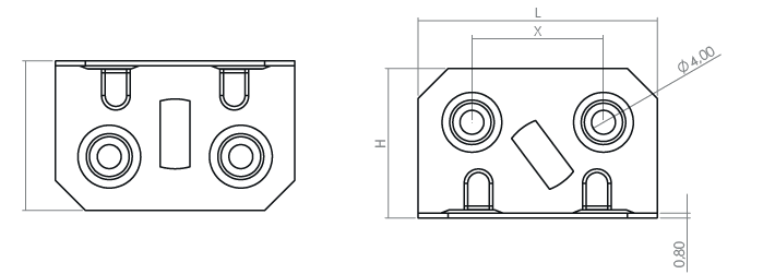 SQUADRETTE AD ANGOLO CON 6 FORI - CONNECTING FITTINGS 6 HOLES - IP21407