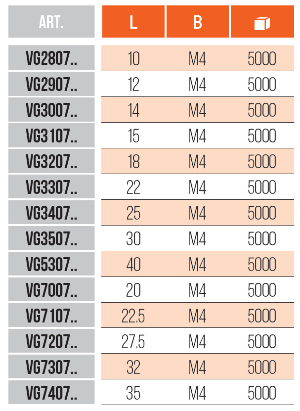 GIUNZIONI - CONNECTING FITTINGS - VG2807 - VG2907 - VG3007 - VG3107 - VG3207 - VG3307 - VG3407 - VG3507 - VG5307 - VG7007 - VG7107 - VG7207 - VG7307 - VG7407