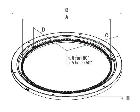 Meccanismi girevoli in alluminio - MG0108, MG0208 - Disegno tecnico