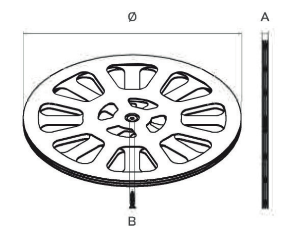Disco in plastica - MG1102, MG1202, MG1302, MG1402, MG1502 - Disegno tecnico